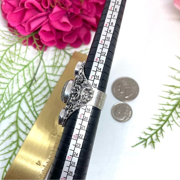 NEW⚜️STERLING SILVER Smoky Quartz Ornate Ring - Picture 12 of 12